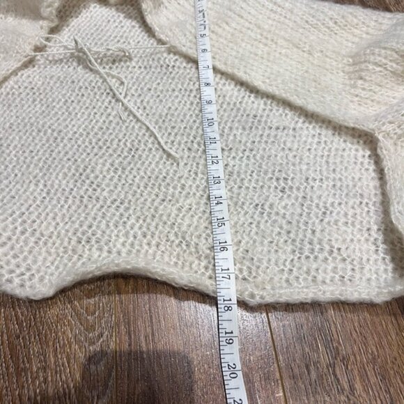 Handmade Drop Shoulder Open FrontCrop Cardigan beige ballon sleeve - Picture 5 of 8